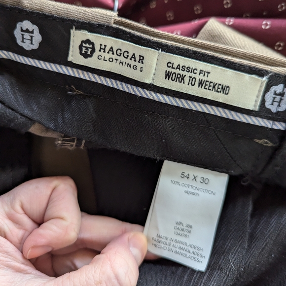 Haggar Men's Dress Pant Brown 54x30 - Picture 2 of 4